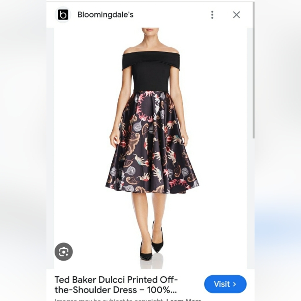RARE one of a kind ted baker off the shoulder dulcci dress